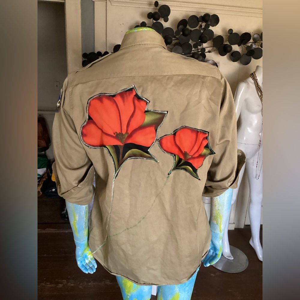 Up cycled khaki & flower